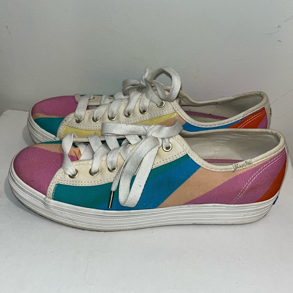 KEDS x KATE SPADE NEW YORK Triple Kick Multi-striped canvas sneakers